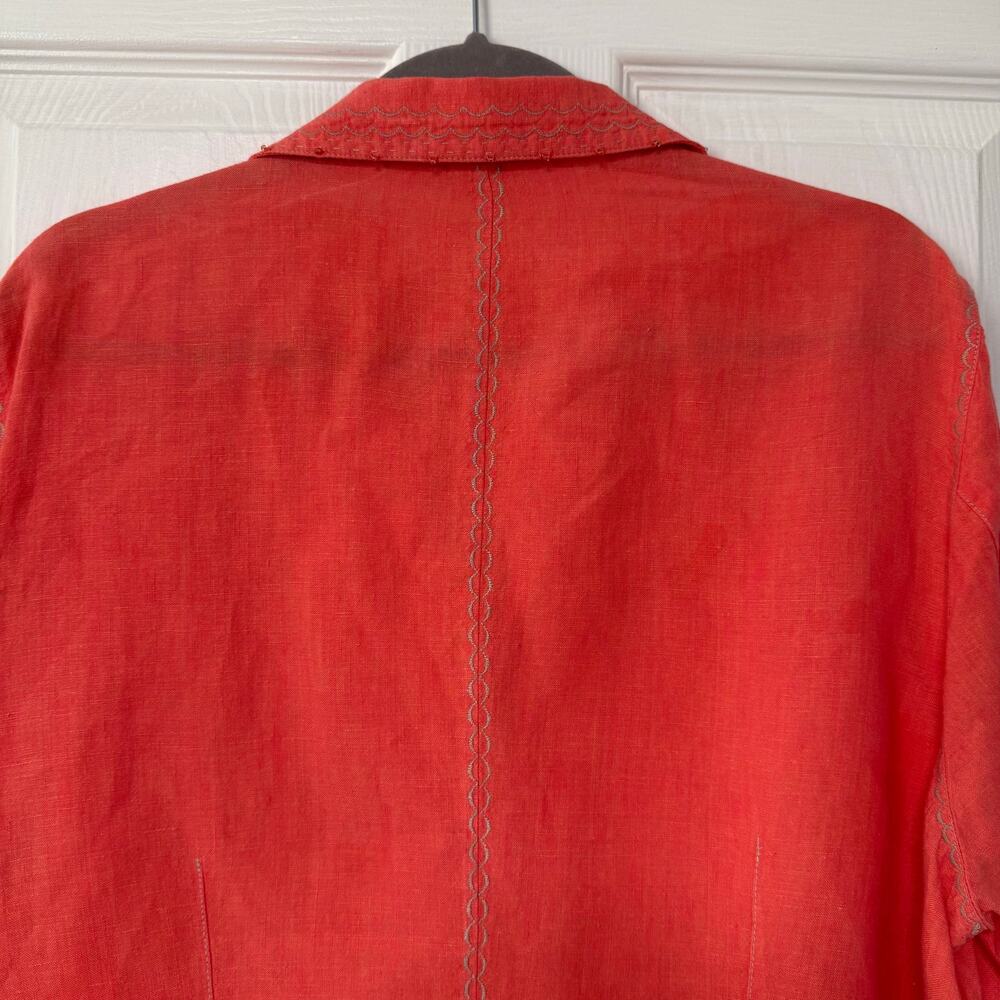 Sigrid Olsen Women's100%Linen Orange Embroidered Beaded Long Sleeve Top 1X - Picture 16 of 16